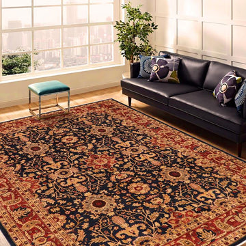 handmade Traditional Kafkaz Chobi Ziegler Blue Rust Hand Knotted RECTANGLE 100% WOOL area rug 9 x 12